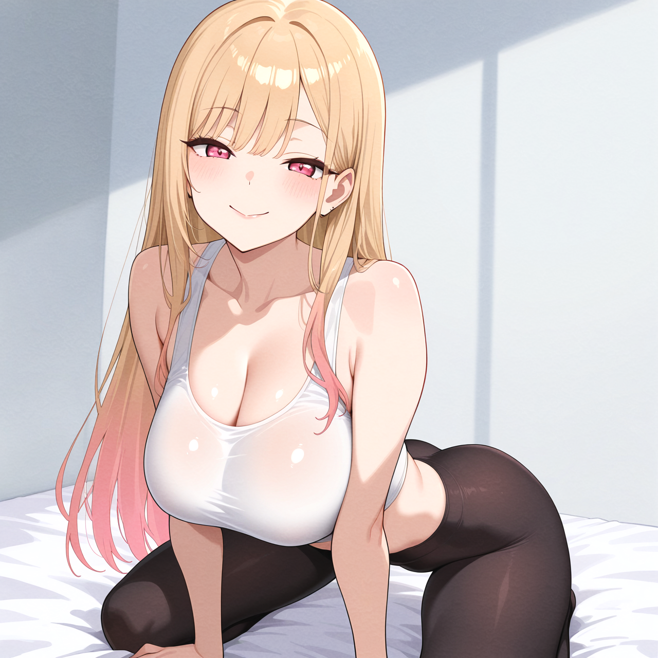 レギンスを着こなした喜多川海夢が優しく微笑む『着せ恋』のファンアート / A soft fan art of Marin Kitagawa from My Dress-Up Darling smiling in leggings